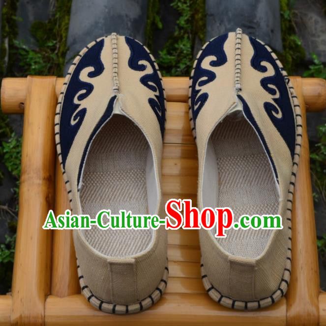 Chinese Traditional Shoes Ancient Swordsman Shoes Beige Linen Shoes for Men