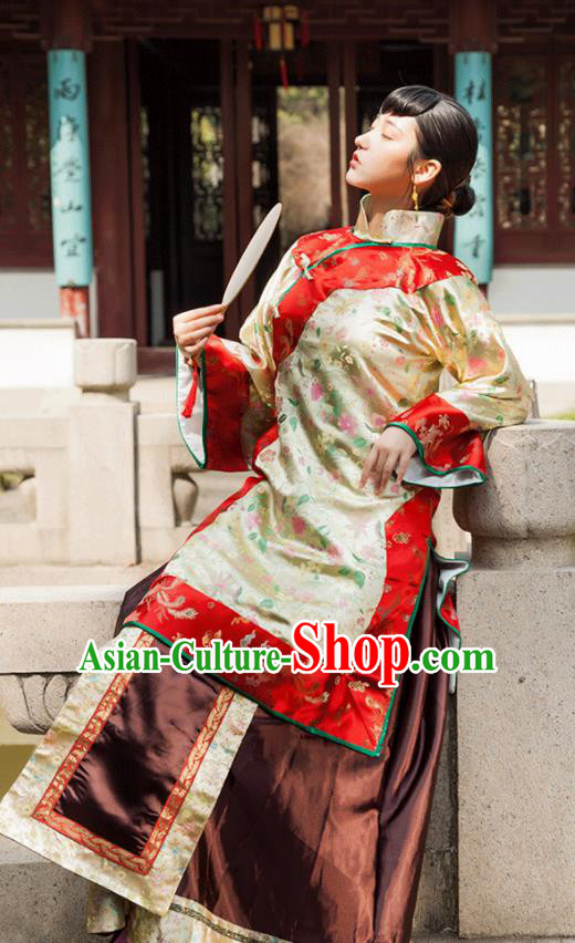 Traditional Chinese Qing Dynasty Young Mistress Xiuhe Suits Ancient Drama Nobility Lady Costumes for Women