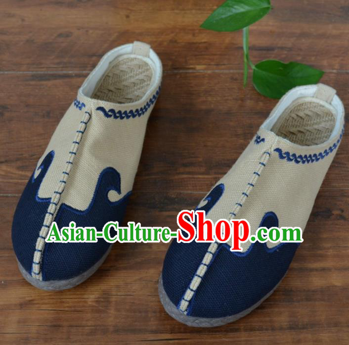 Chinese Traditional Martial Arts Shoes Ancient Shoes Beige Linen Shoes for Men