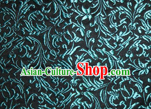 Asian Chinese Tang Suit Silk Fabric Brocade Material Traditional Blue Palace Pattern Design Satin