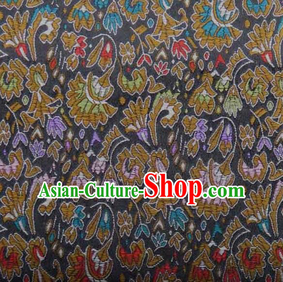 Asian Traditional Cockscomb Pattern Design Black Satin Material Chinese Tang Suit Brocade Silk Fabric