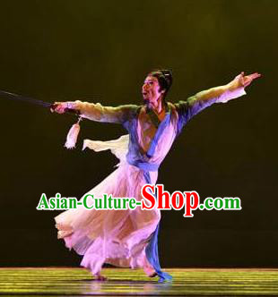 Chinese Traditional Classical Dance Costumes Drama Performance Li Bai Folk Dance Clothing for Men