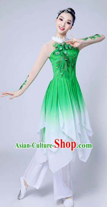 Chinese Traditional Classical Dance Costumes Stage Performance Dance Green Dress for Women