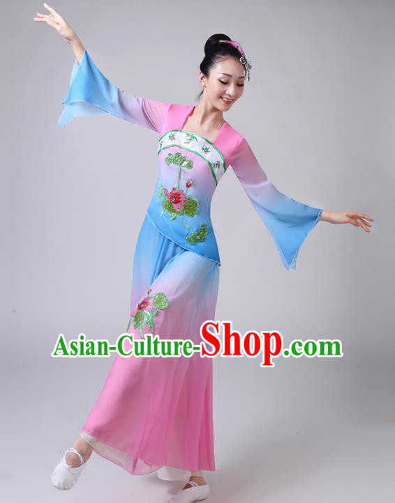 Chinese Traditional Classical Dance Lotus Dance Costumes Stage Performance Umbrella Dance Dress for Women