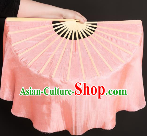 Chinese Traditional Folk Dance Props Pink Silk Fans Folding Fans Yangko Fan