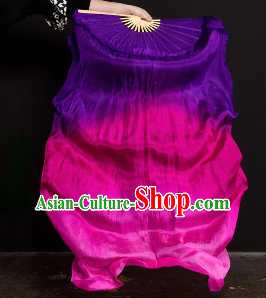Chinese Traditional Folk Dance Props Purple and Rosy Ribbon Silk Fans Folding Fans Yangko Fan