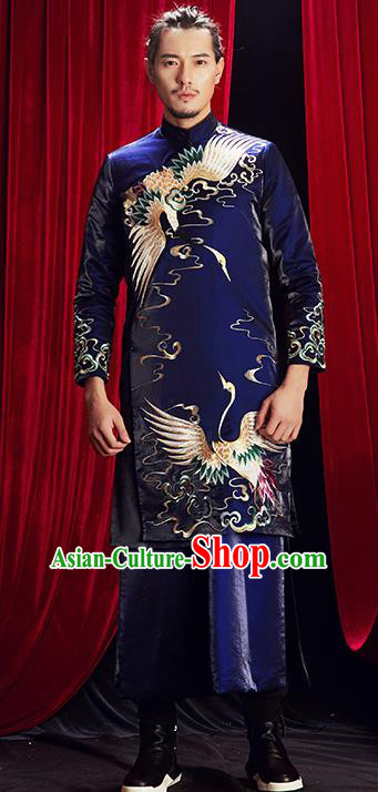 Chinese Traditional Wedding Costumes Tang Suit Bridegroom Embroidered Clothing for Men