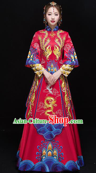 Chinese Traditional Wedding Dress Ancient Bride Xiuhe Suits Handmade Embroidered Costumes for Women