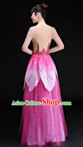 Chinese Traditional Classical Dance Costumes Umbrella Dance Lotus Dance Pink Dress for Women