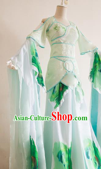 Traditional Chinese Tang Dynasty Princess Costumes Ancient Cosplay Peri Green Hanfu Dress for Women