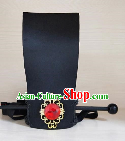 Chinese Ancient Nobility Childe Hair Accessories Black Hairdo Crown Han Dynasty Prince Headwear for Men