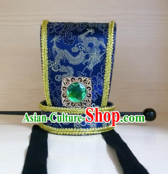 Chinese Ancient Prince Hair Accessories Tang Dynasty Swordsman Blue Hairdo Crown Headwear for Men