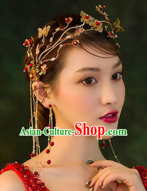 Top Grade Handmade Wedding Hair Accessories Bride Butterfly Hair Clasp Headwear for Women
