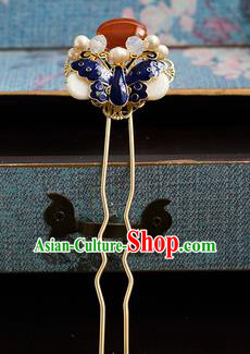 Chinese Ancient Bride Wedding Hair Accessories Blueing Hair Clips Tassel Hairpins Headwear for Women