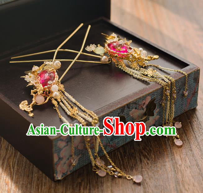 Chinese Ancient Bride Crystal Hair Clips Wedding Hair Accessories Hairpins Headwear for Women