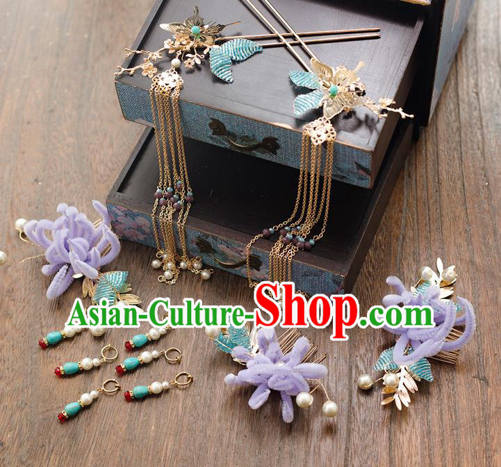 Chinese Ancient Bride Hair Combs Wedding Hair Accessories Palace Hairpins Headwear for Women