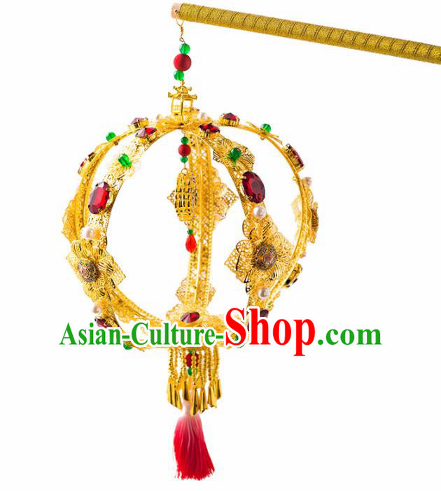 Chinese Ancient Wedding Accessories Bride Palace Golden Lantern for Women