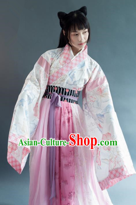 Chinese Traditional Jin Dynasty Young Lady Historical Costumes Ancient Princess Hanfu Dress for Women