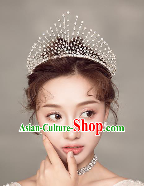 Top Grade Handmade Wedding Princess Hair Accessories Bride Zircon Royal Crown Headwear for Women