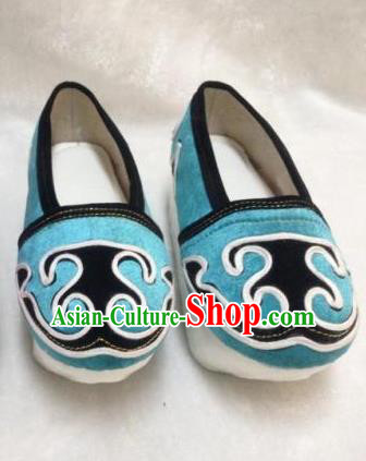 Chinese Traditional Shoes Ancient Beijing Opera Niche Shoes Hanfu Blue Shoes for Men