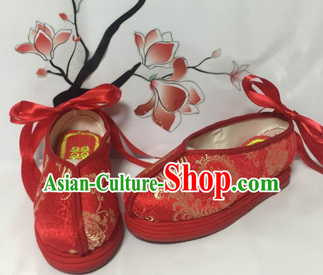 Traditional Chinese Shoes Wedding Shoes Ancient Princess Shoes Red Blood Stained Shoes for Women