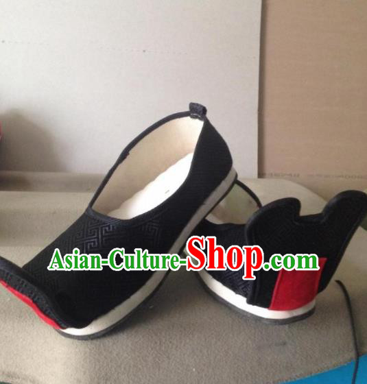 Chinese Traditional Shoes Beijing Opera Shoes Ancient Wedding Black Hanfu Shoes for Men