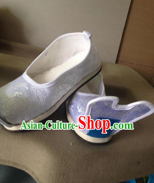 Chinese Traditional Shoes Beijing Opera Shoes Ancient Wedding White Hanfu Shoes for Men