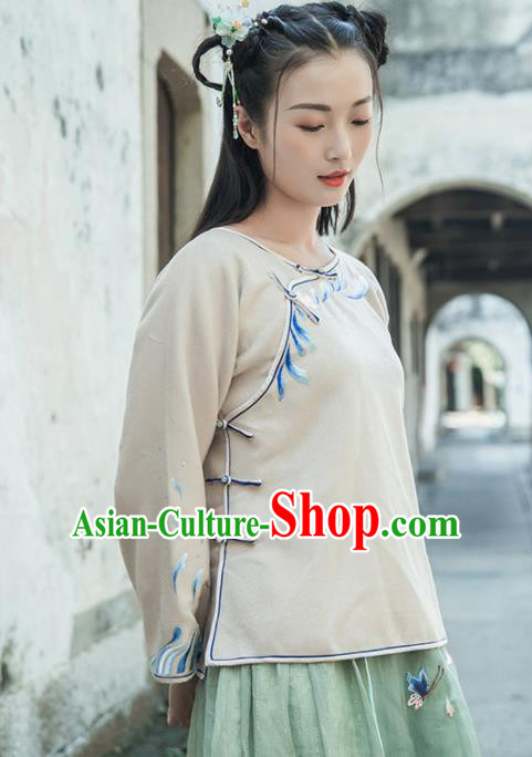 Chinese Traditional Costumes National Upper Outer Garment Qipao Blouse for Women