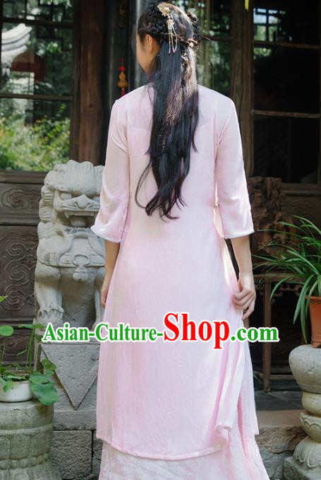 Chinese Traditional Costumes National Pink Qipao Dress Classical Cheongsam for Women