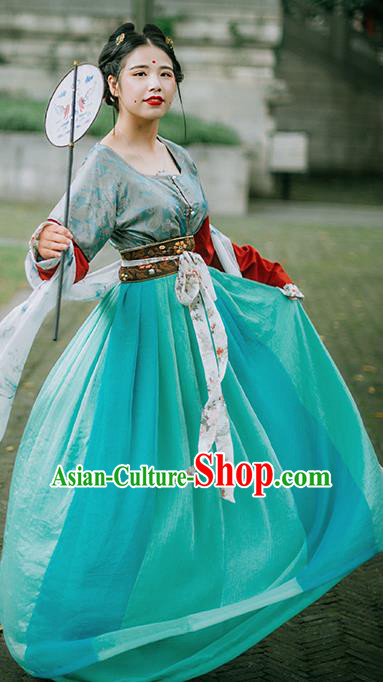 Chinese Tang Dynasty Palace Lady Historical Costumes Ancient Traditional Court Maid Hanfu Dress for Women