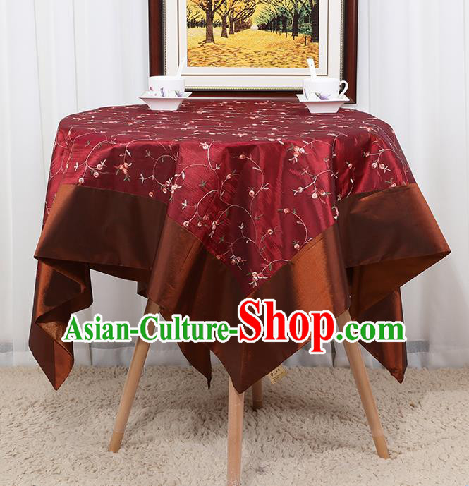 Chinese Classical Household Wine Red Brocade Table Cover Traditional Handmade Table Cloth Antependium