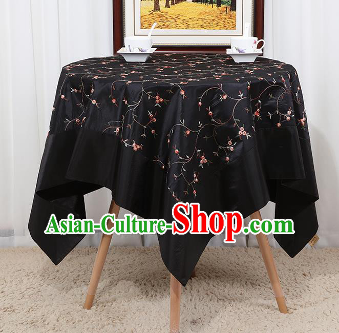 Chinese Classical Household Black Brocade Table Cover Traditional Handmade Table Cloth Antependium