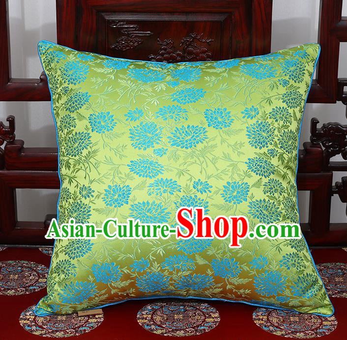 Chinese Classical Household Ornament Traditional Green Brocade Back Cushion Cover