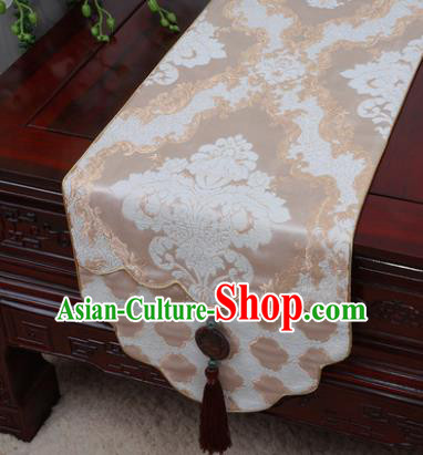 Chinese Traditional Pattern Beige Brocade Table Cloth Classical Household Ornament Table Flag