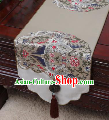 Chinese Traditional Pattern Khaki Brocade Table Cloth Classical Household Ornament Table Flag