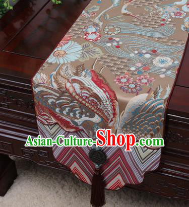 Chinese Traditional Pattern Bronze Brocade Table Cloth Classical Household Ornament Table Flag