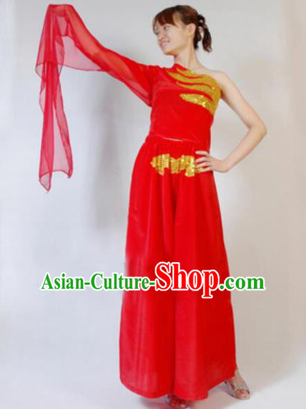Chinese Traditional Folk Dance Costumes Yanko Dance Drum Dance Red Clothing for Women