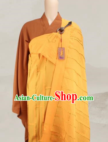Chinese Traditional Buddhist Monk Clothing Yellow Cassock Buddhism Monks Costumes for Men
