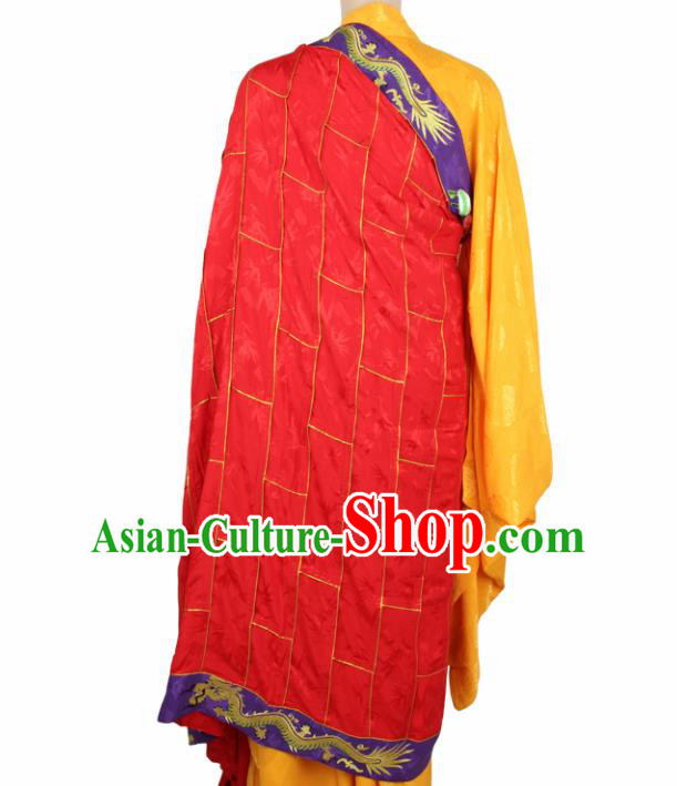 Chinese Traditional Buddhist Monk Costumes Buddhism Monks Red Silk Cassock for Men