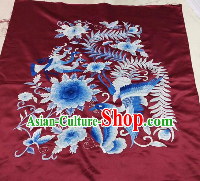 Chinese Traditional Embroidery Craft Embroidered Red Silk Patches Embroidering Accessories