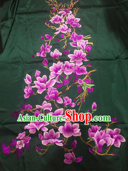Chinese Traditional Embroidery Craft Embroidered Magnolia Atrovirens Silk Patches Handmade Embroidering Accessories