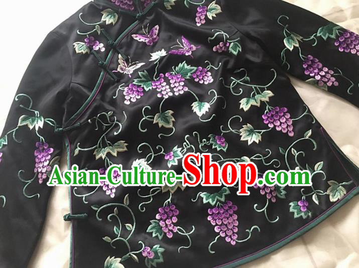 Chinese Traditional Costume Tang Suit Embroidered Qipao Blouse National Silk Shirt for Women
