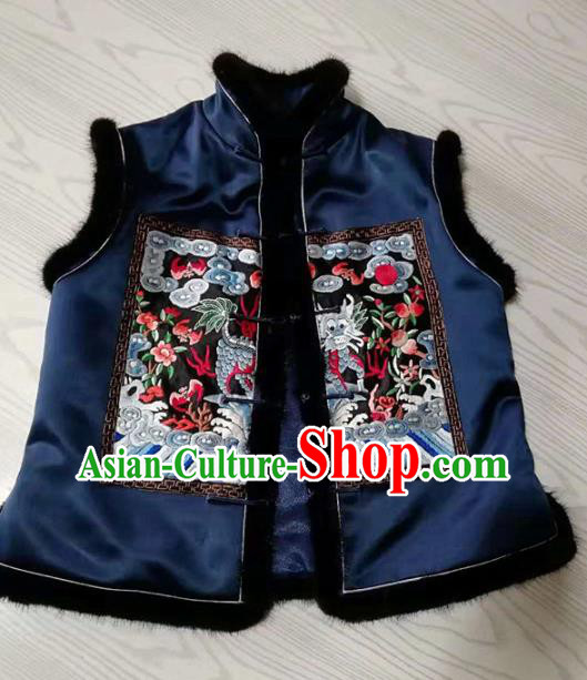 Chinese Traditional Costume Tang Suit Embroidered Vest National Silk Waistcoat for Women