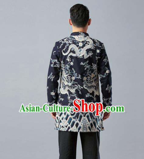Chinese Traditional Costume Tang Suit Jacket National Mandarin Overcoat for Men