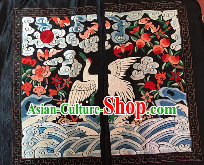 Chinese Traditional Handmade Embroidery Craft Embroidered Crane Silk Patches Embroidering Accessories