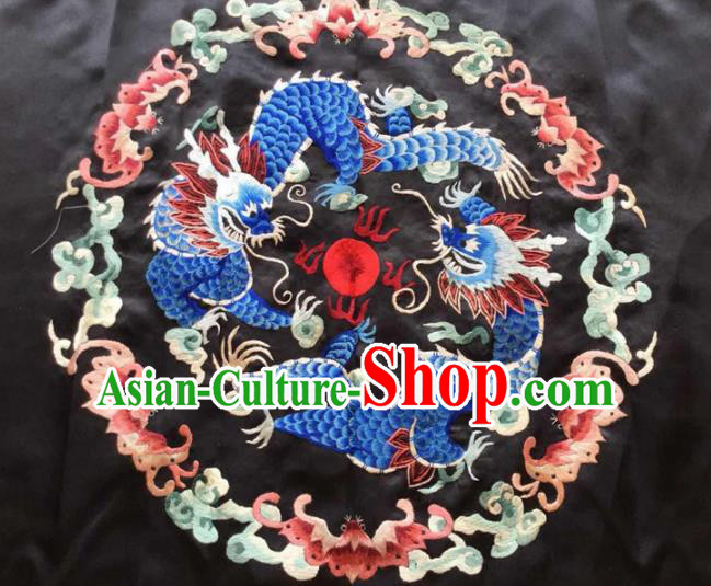 Chinese Traditional Handmade Embroidery Craft Embroidered Patches Embroidering Dragons Silk Piece