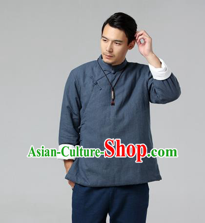 Chinese Traditional Costume Tang Suit Grey Jacket National Mandarin Upper Outer Garment for Men