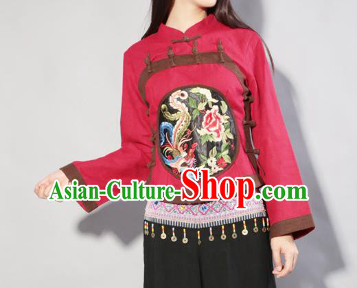 Chinese Traditional Costume Tang Suit Embroidered Blouse National Qipao Shirts for Women