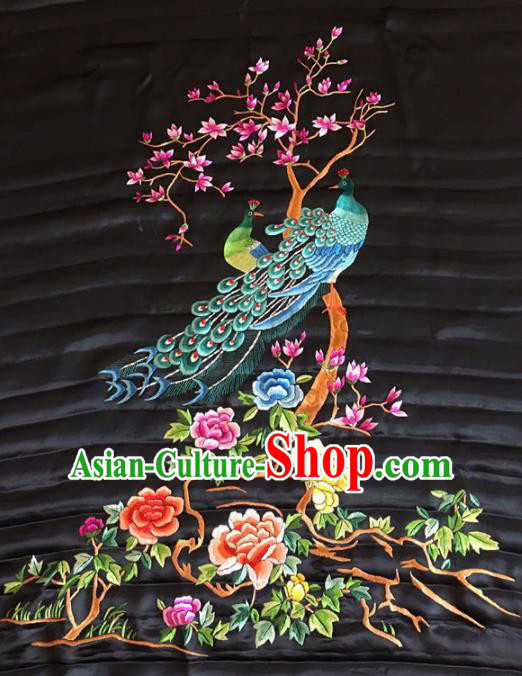 Chinese Traditional Embroidered Peacock Silk Patches Handmade Embroidery Craft