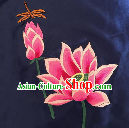 Chinese Traditional Embroidered Lotus Silk Patches Handmade Embroidery Craft